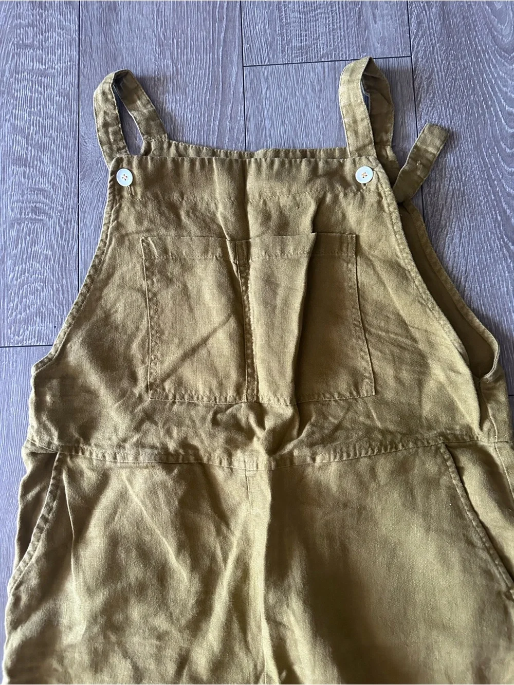 Minimalist Linen Jumpsuit Overalls Earthy Mustard